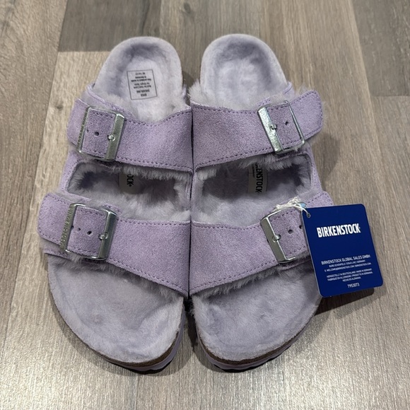 Birkenstock Arizona Shearling Suede Leather - Purple Fog - Picture 5 of 8
